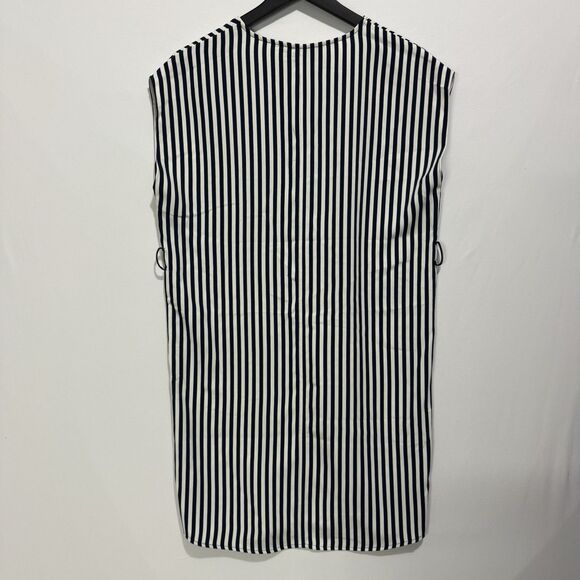 H&M Women Dresses Shift Navy White Sailor Stripe Nautical Polyester Size 4 - Picture 7 of 8
